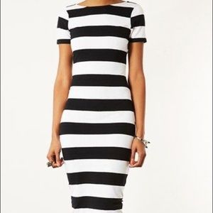 TOPSHOP Black & White Striped Dress 12